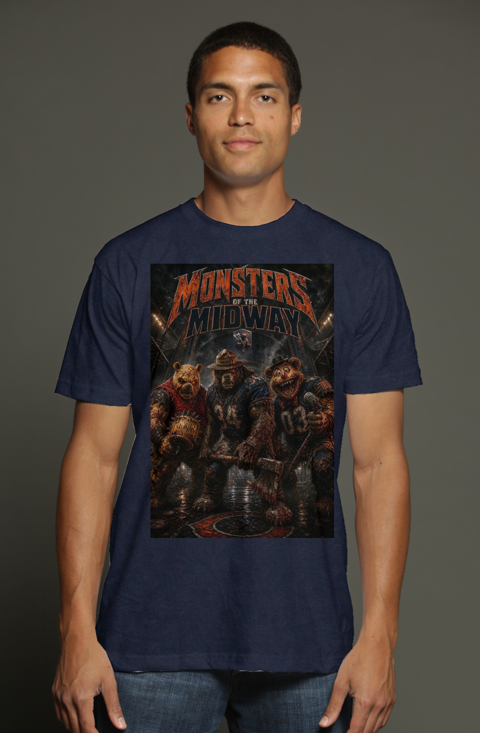 Monsters of the Midway 2 - Smokey, Fozzy and Winnie - Da Bears triblend t shirt