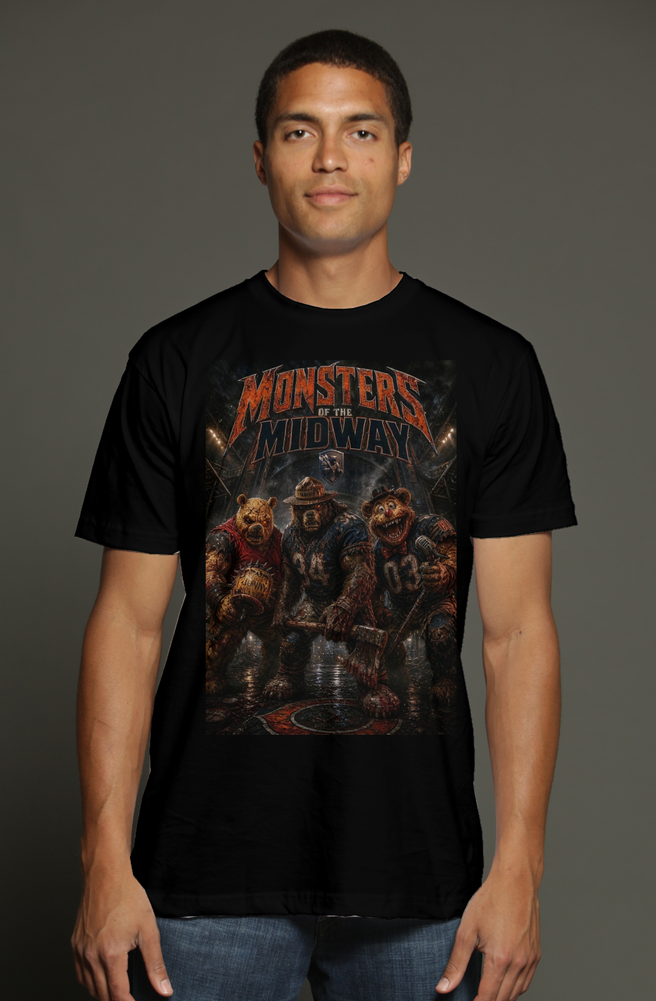 Monsters of the Midway 2 - Smokey, Fozzy and Winnie - Da Bears triblend t shirt