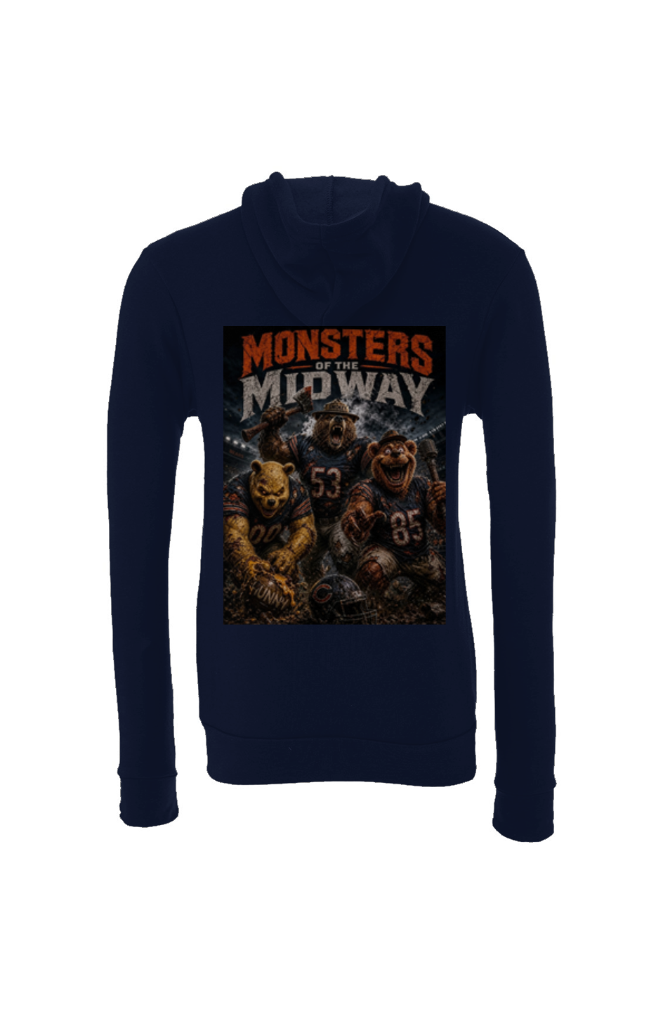 Monsters of the Midway - Smokey, Fozzy and Winnie - Da Bears Sponge Fleece Hoodie