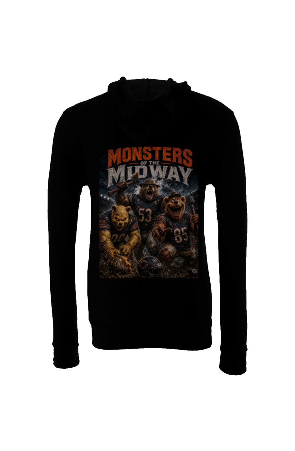 Monsters of the Midway - Smokey, Fozzy and Winnie - Da Bears Sponge Fleece Hoodie