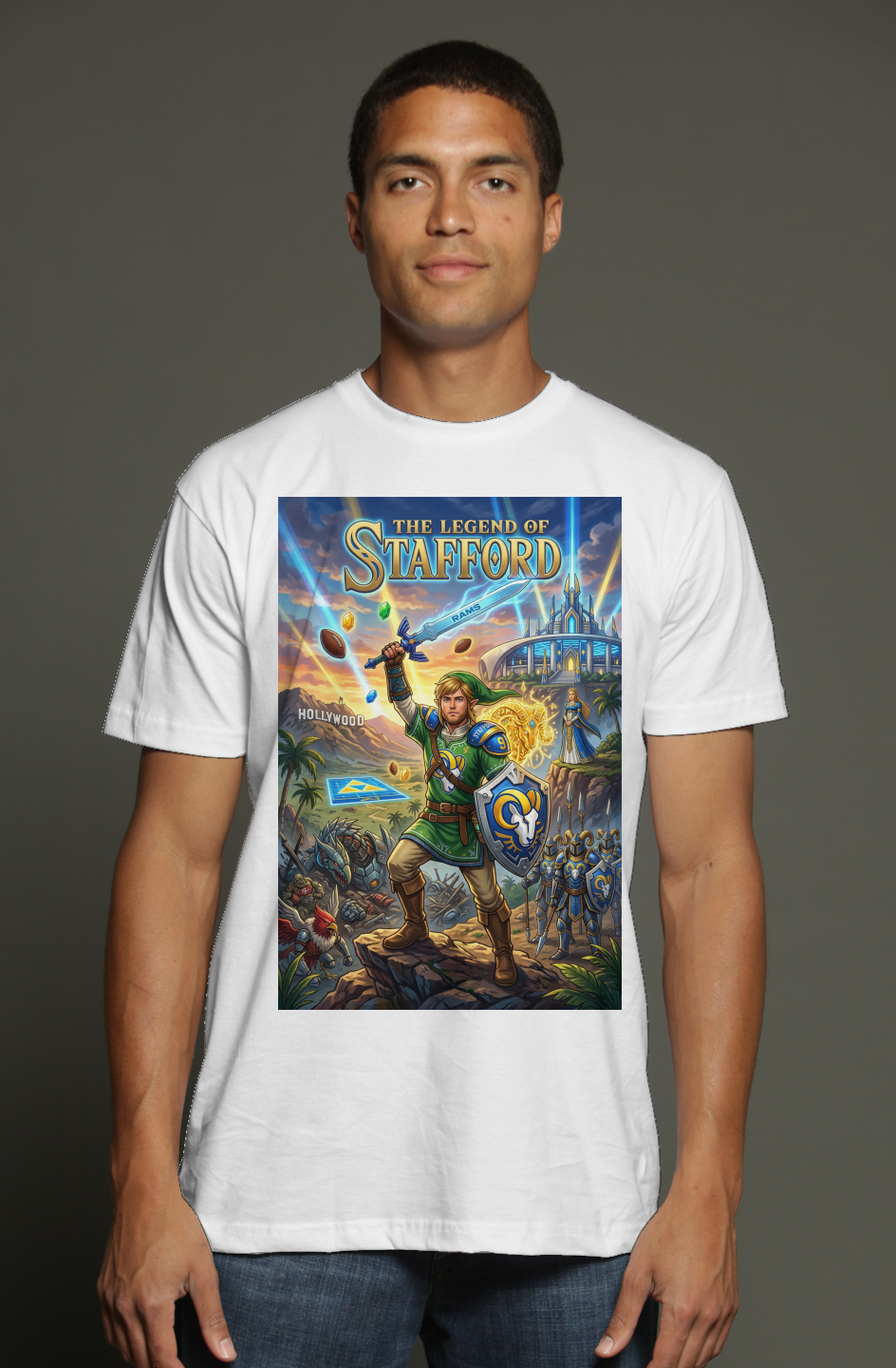The Legend of Stafford 2 - LA Rams Zelda Fantasy Football triblend t shirt