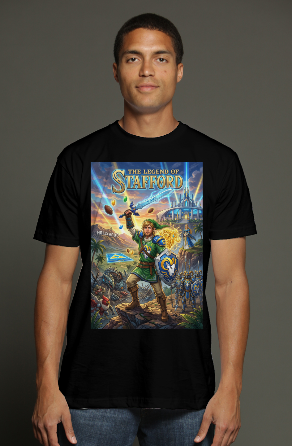 The Legend of Stafford 2 - LA Rams Zelda Fantasy Football triblend t shirt