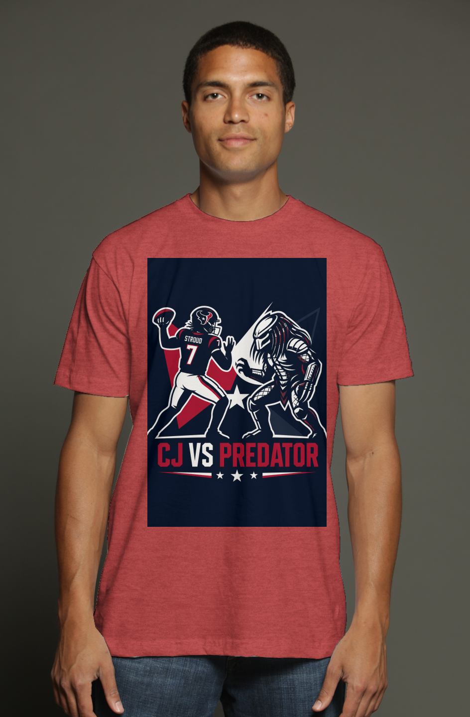 C.J. Stroud Vs Predator 2 - Houston Texans Fantasy Football triblend t shirt