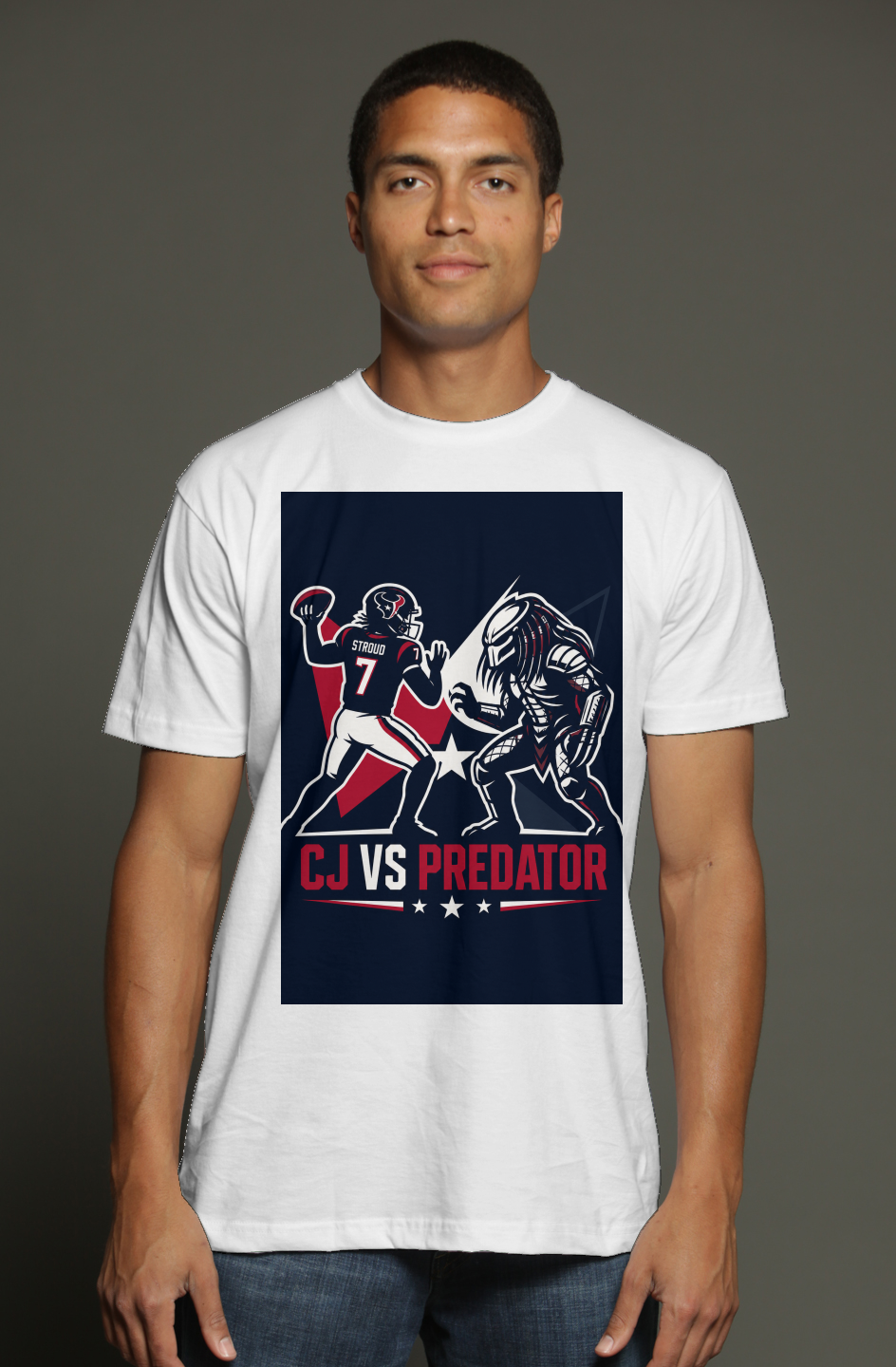 C.J. Stroud Vs Predator 2 - Houston Texans Fantasy Football triblend t shirt