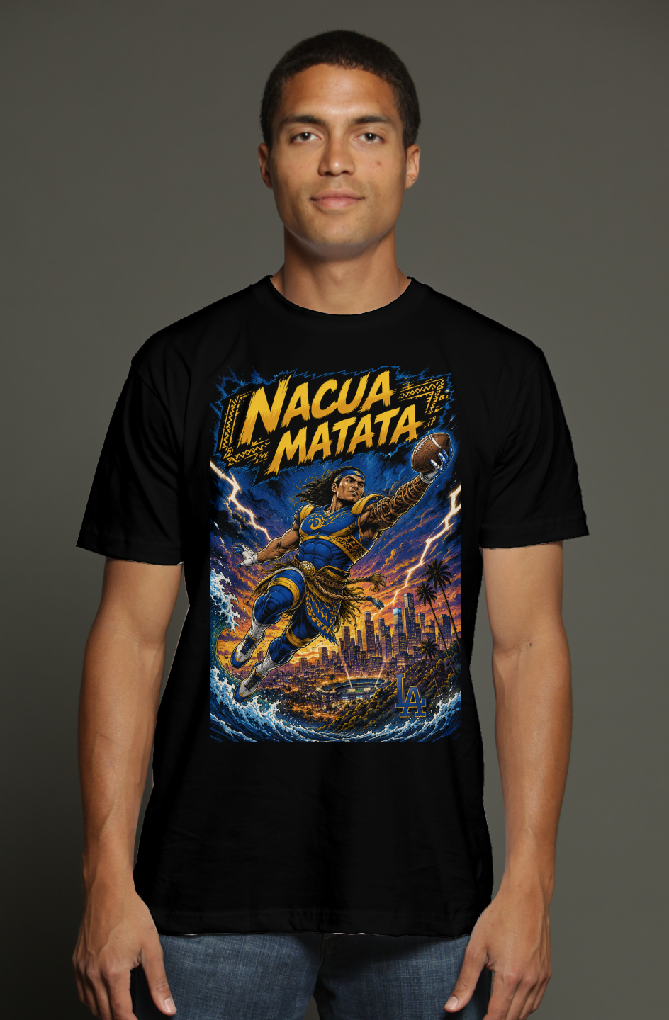 Puka Nakua - Moana Lion King LA Rams Fantasy Football triblend t shirt