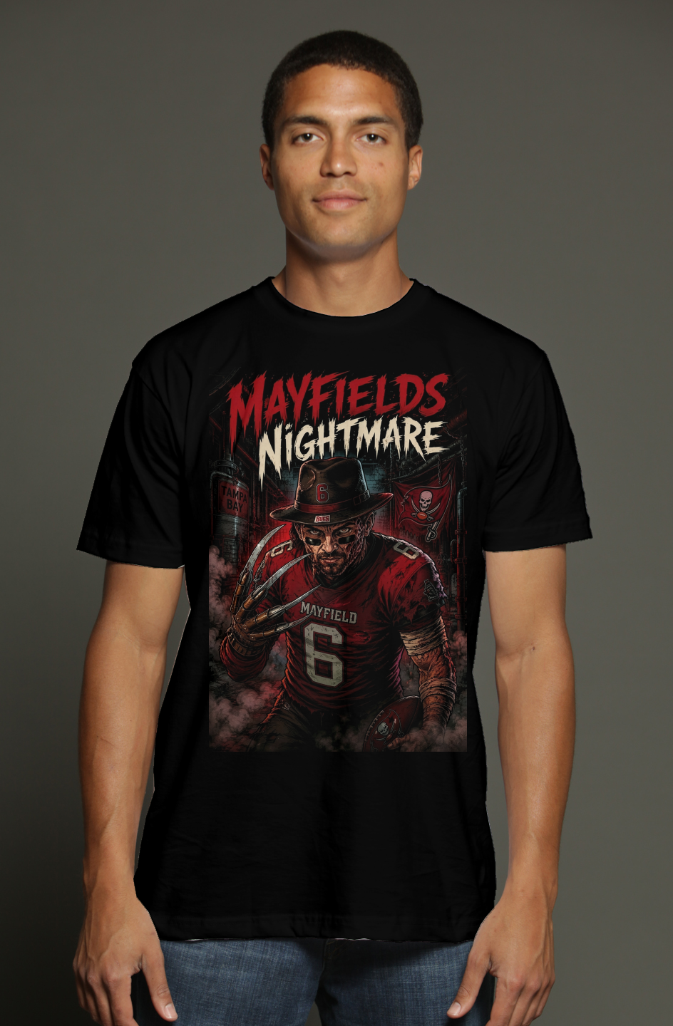 Baker Mayfield is Freddy Krueger - Tampa Bay Buccaneers Fantasy Football triblend t shirt