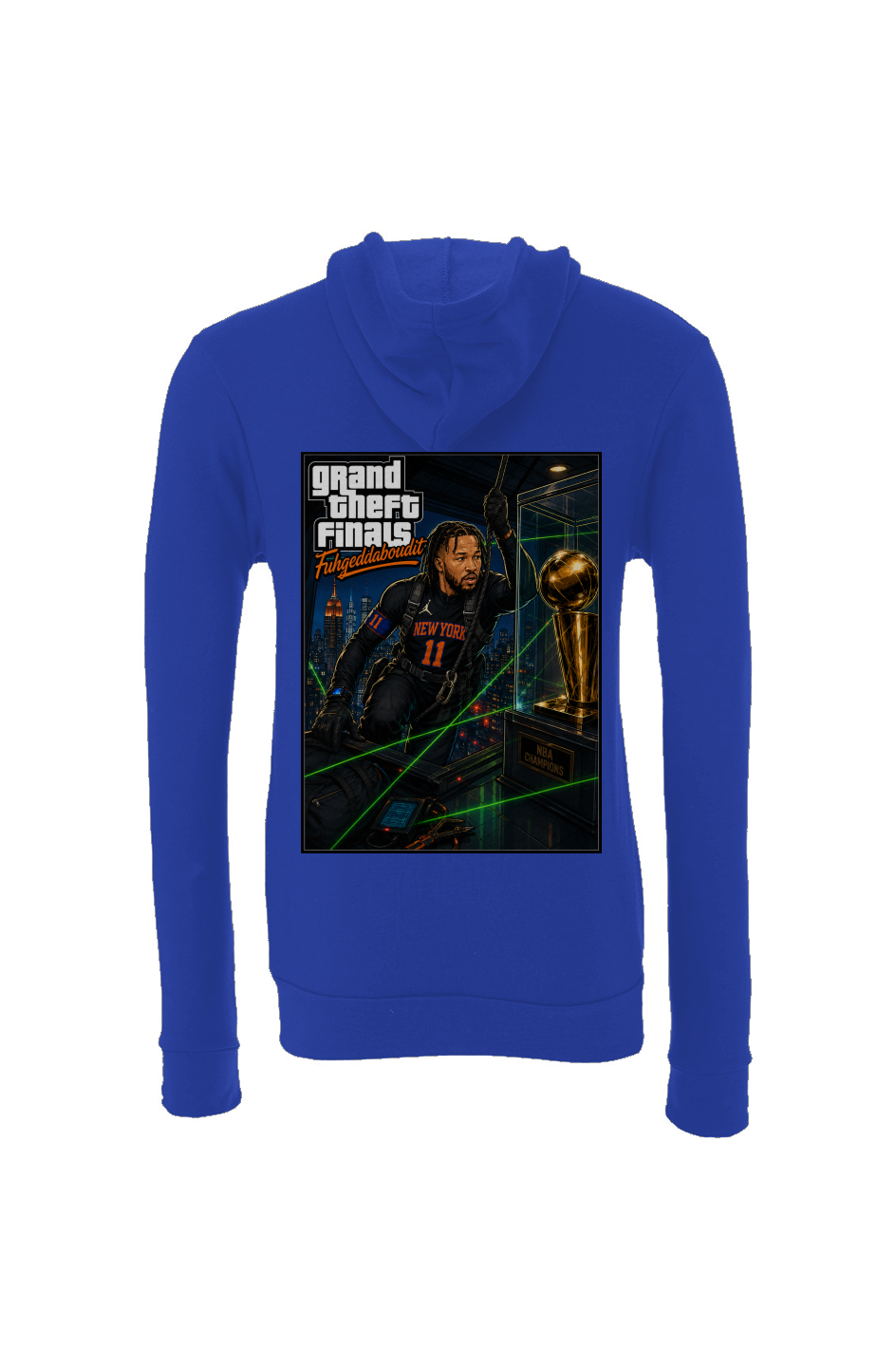Jalen Brunson Grand Theft Finals 1 - NY Knicks Fantasy Basketball Sponge Fleece Hoodie