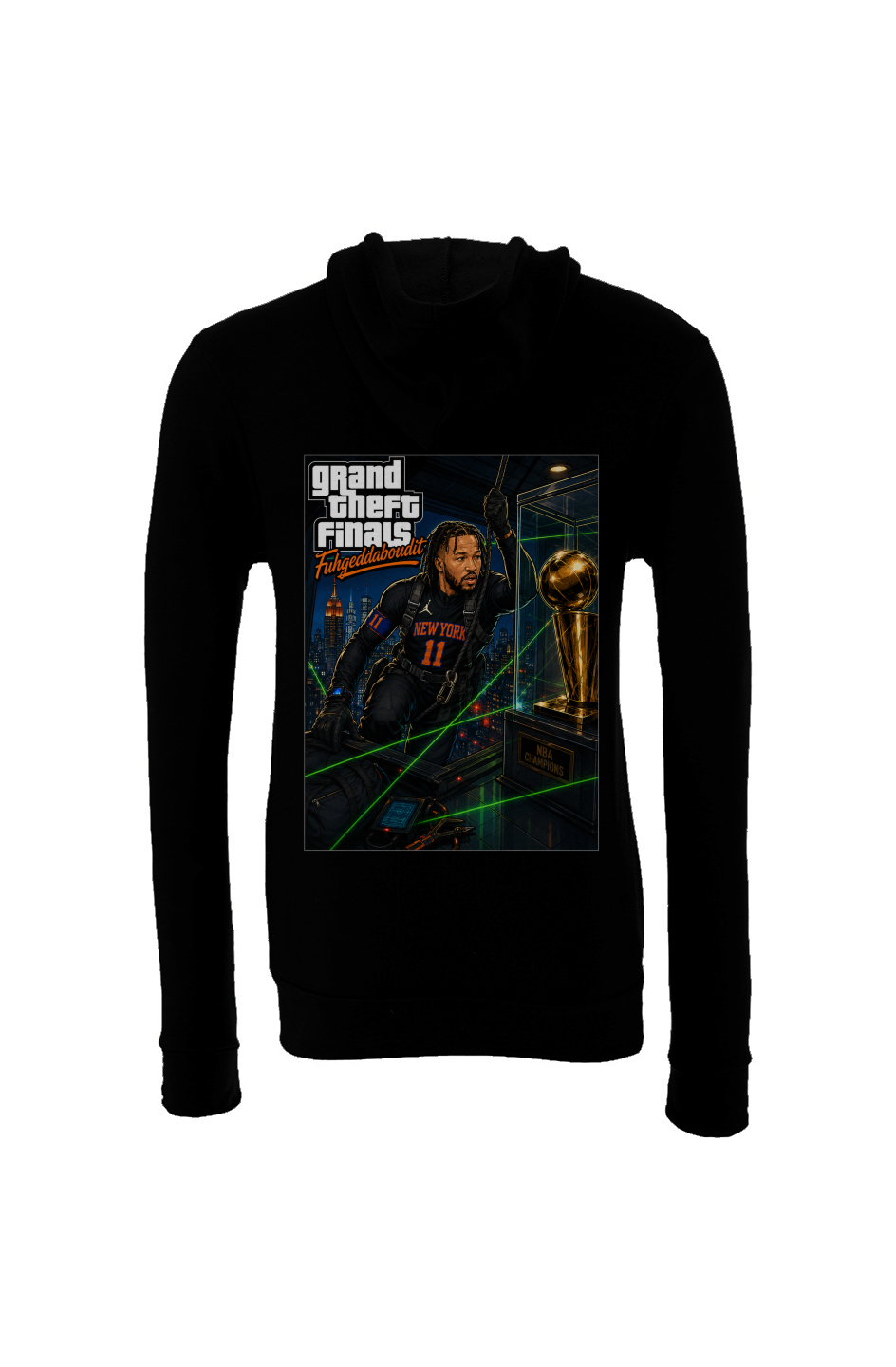 Jalen Brunson Grand Theft Finals 1 - NY Knicks Fantasy Basketball Sponge Fleece Hoodie