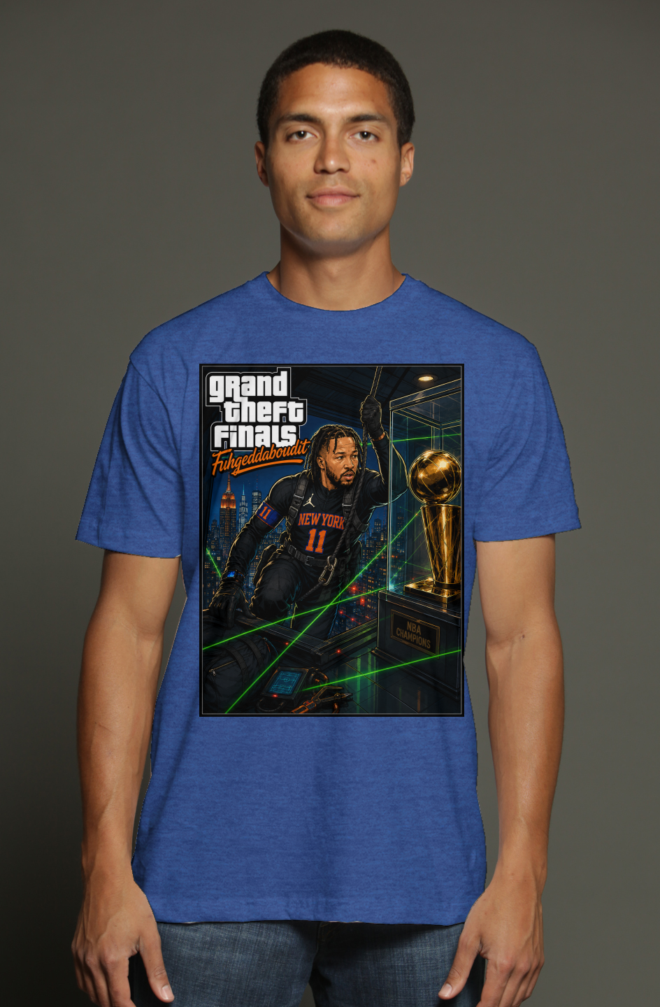 Jalen Brunson Grand Theft Finals 1 - NY Knicks Fantasy Basketball triblend t shirt