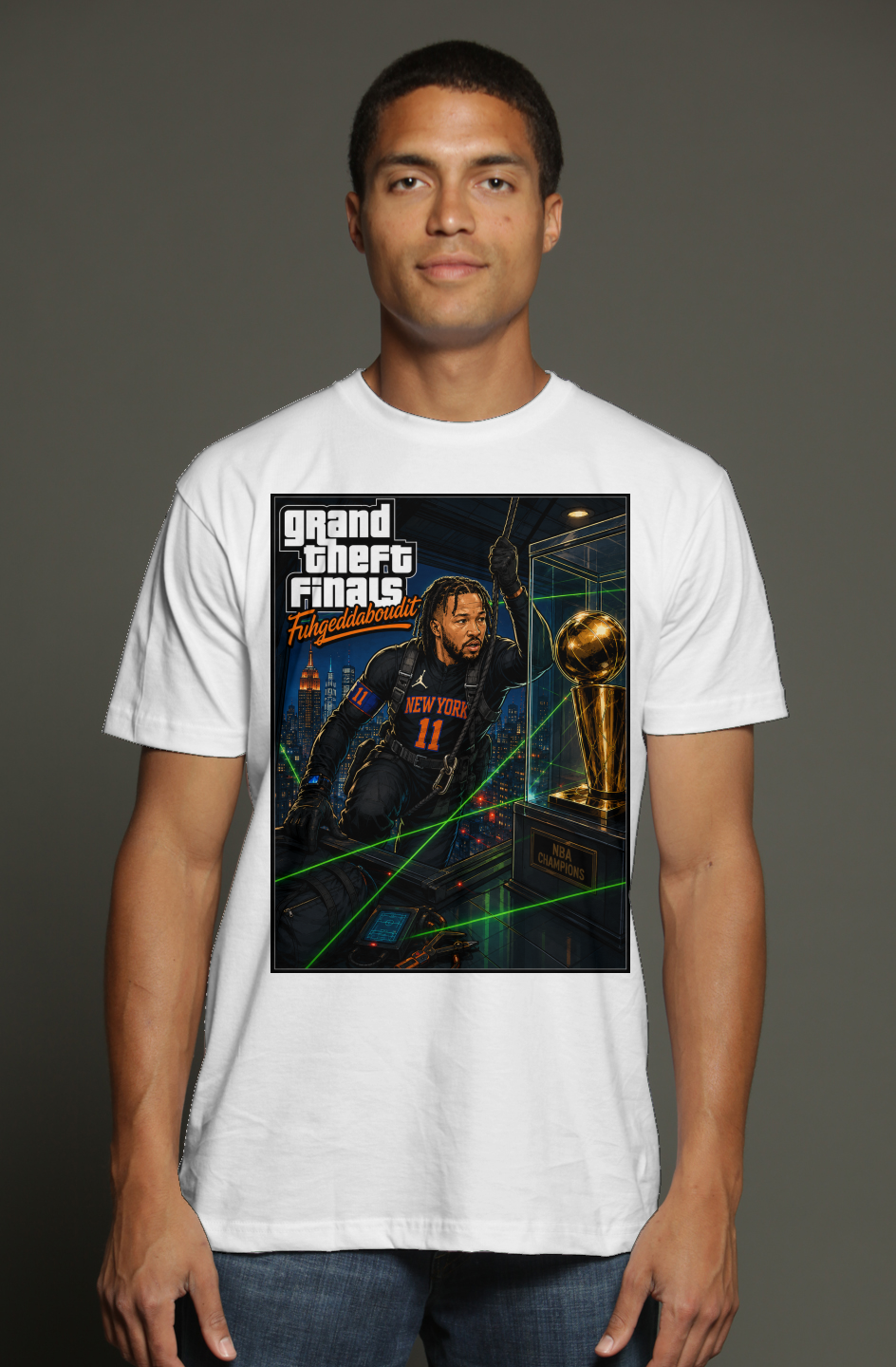 Jalen Brunson Grand Theft Finals 1 - NY Knicks Fantasy Basketball triblend t shirt