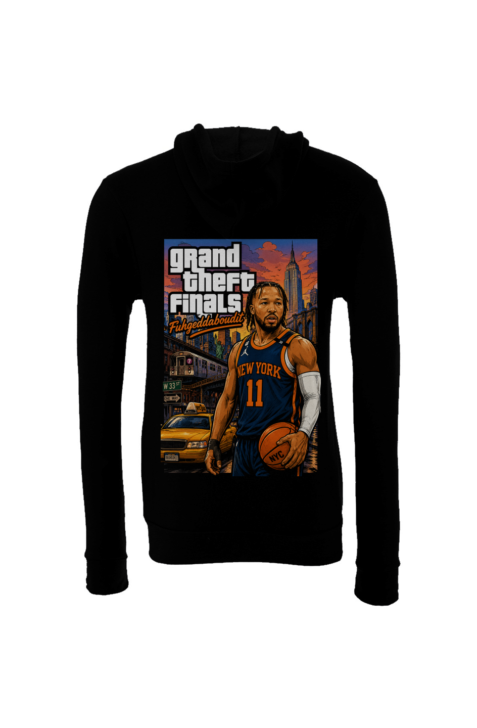Jalen Brunson Grand Theft Finals 2 - NY Knicks Fantasy Basketball Sponge Fleece Hoodie