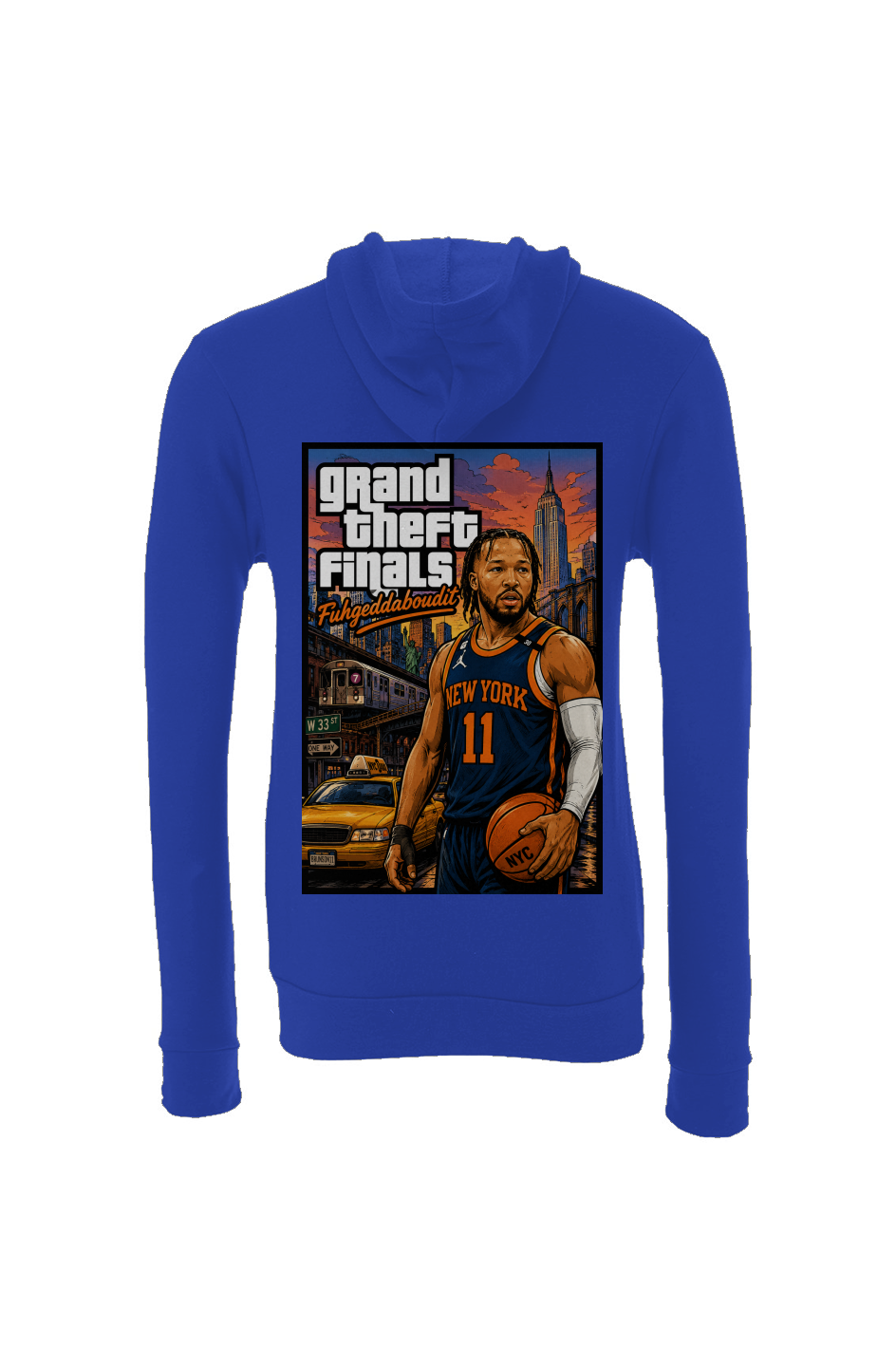 Jalen Brunson Grand Theft Finals 2 - NY Knicks Fantasy Basketball Sponge Fleece Hoodie