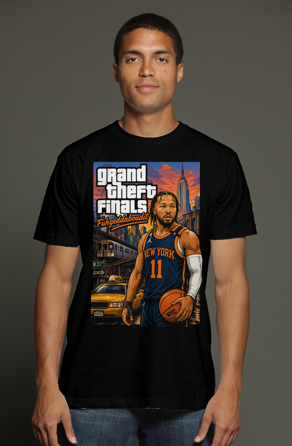 Jalen Brunson Grand Theft Finals 2 - NY Knicks Fantasy Basketball triblend t shirt
