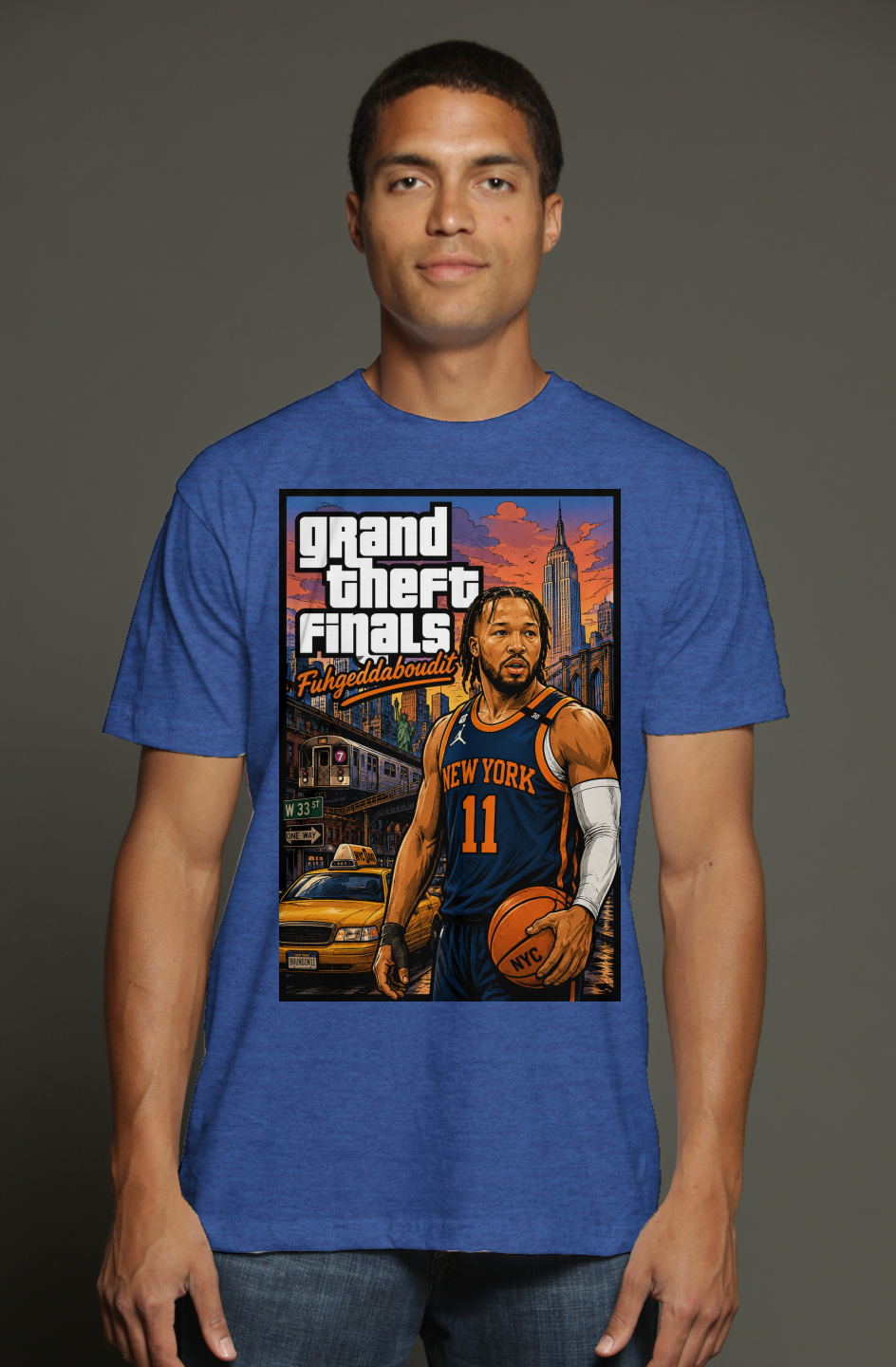 Jalen Brunson Grand Theft Finals 2 - NY Knicks Fantasy Basketball triblend t shirt