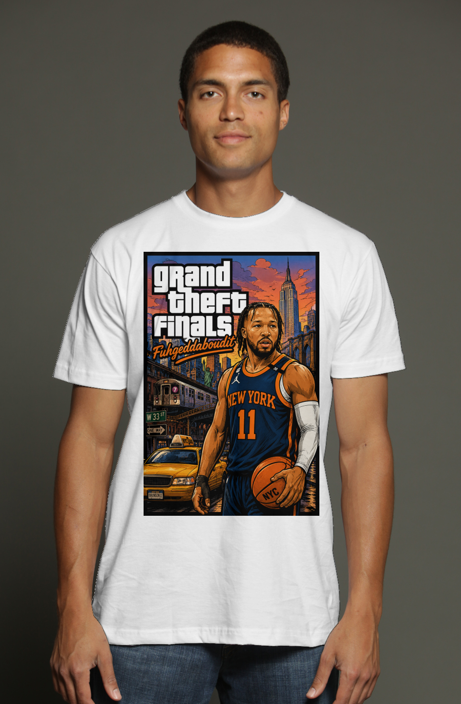 Jalen Brunson Grand Theft Finals 2 - NY Knicks Fantasy Basketball triblend t shirt