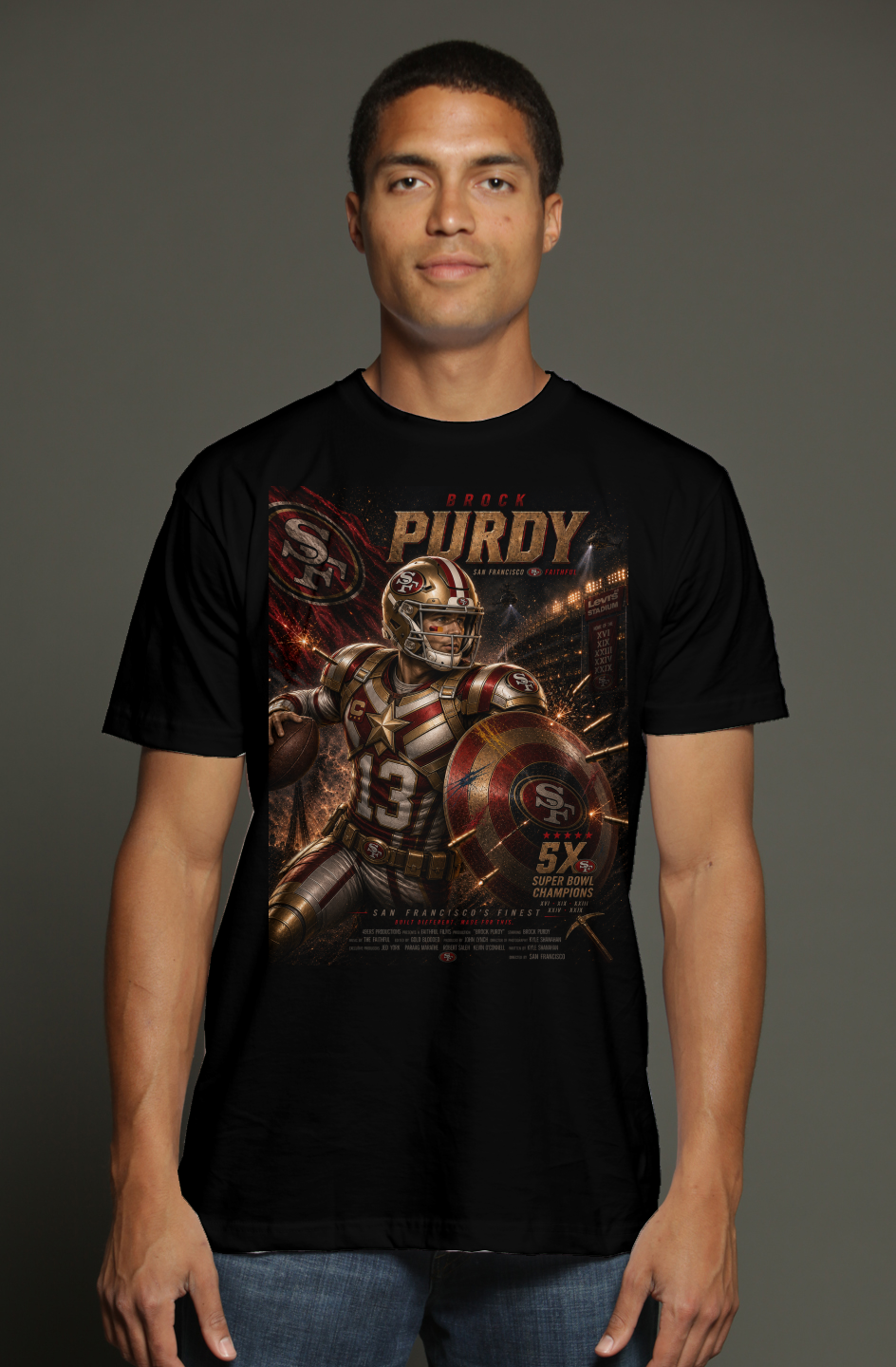 Brock Purdy is the Golden Arm - 49ers Fantasy Football triblend t shirt