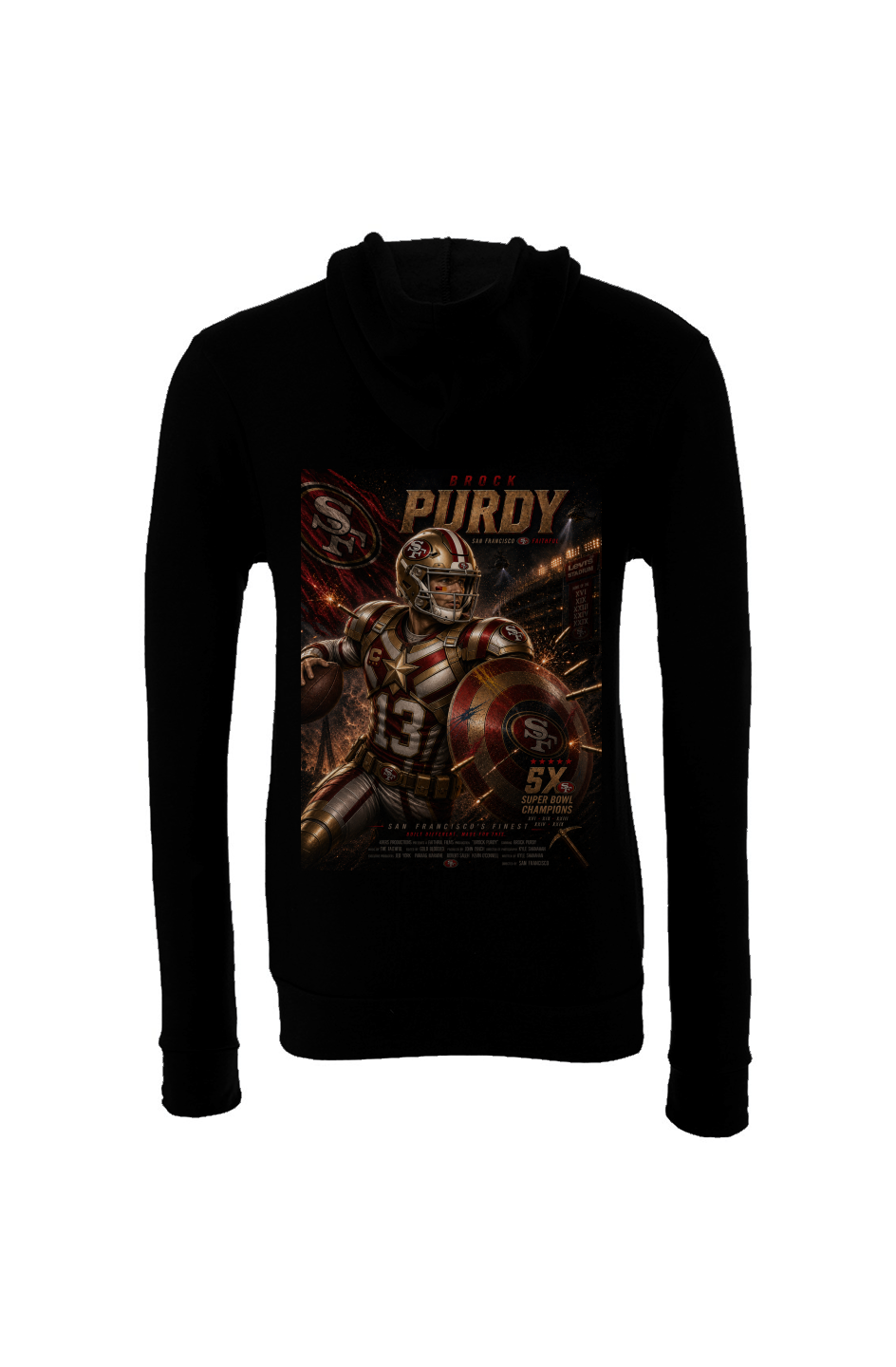 Brock Purdy is the Golden Arm - 49ers Fantasy Football Sponge Fleece Hoodie