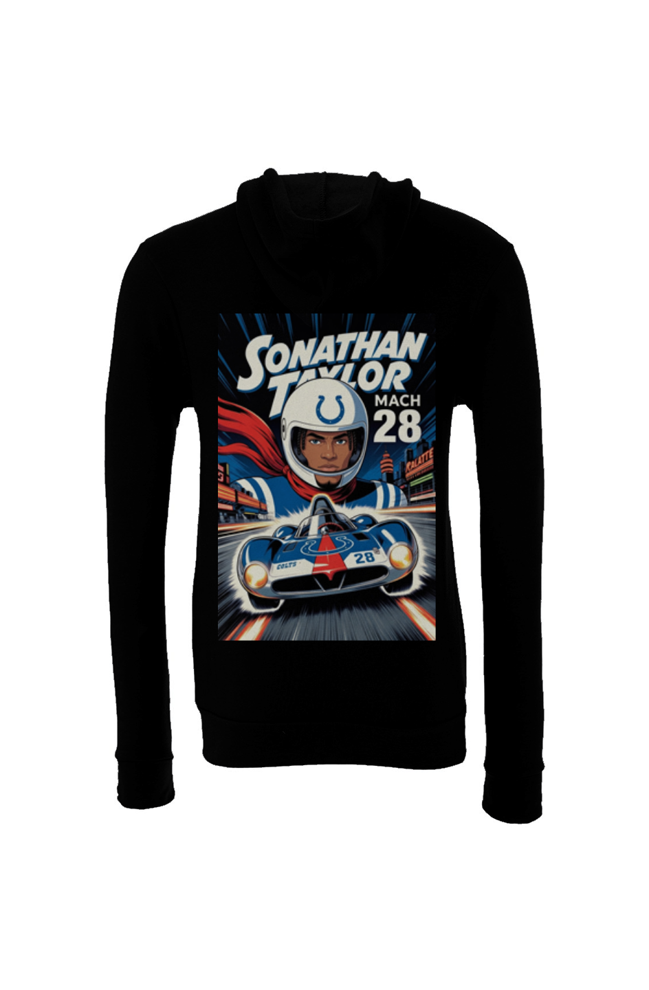 Jonathan Taylor Mach 28 Speed Racer 2 - Colts Fantasy Football Sponge Fleece Hoodie