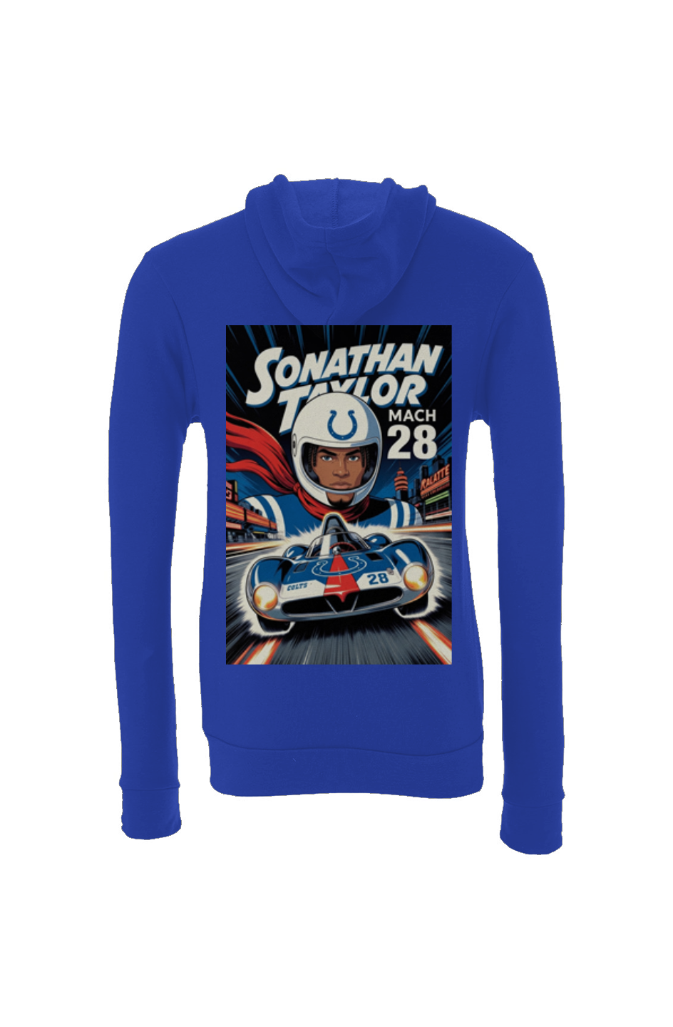 Jonathan Taylor Mach 28 Speed Racer 2 - Colts Fantasy Football Sponge Fleece Hoodie