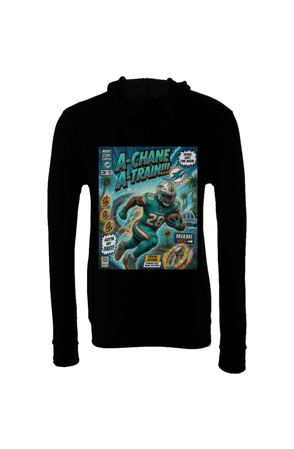 Devon Achane is The A-Train - Miami Dolphins Fantasy Football Sponge Fleece Hoodie
