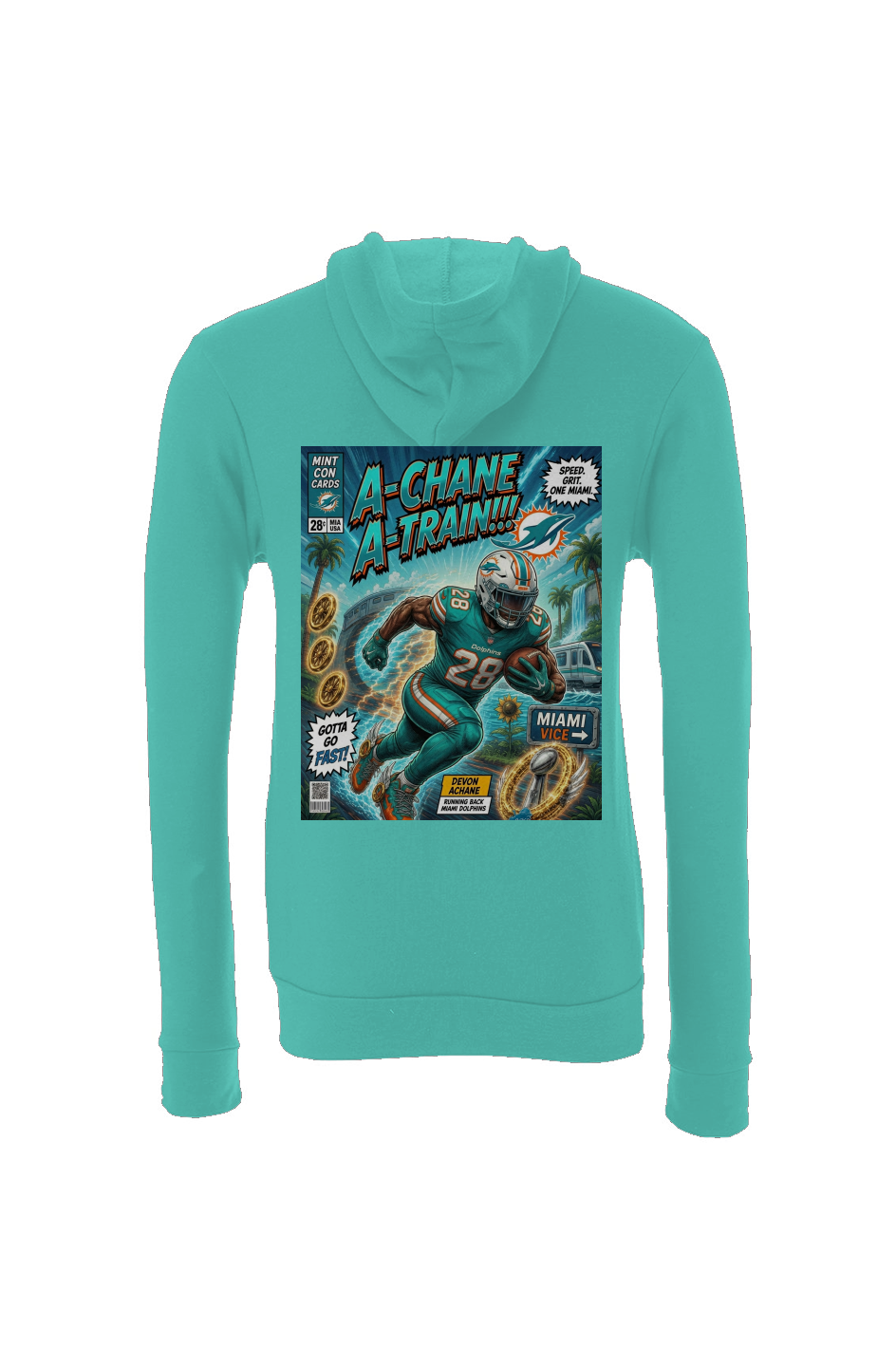 Devon Achane is The A-Train - Miami Dolphins Fantasy Football Sponge Fleece Hoodie