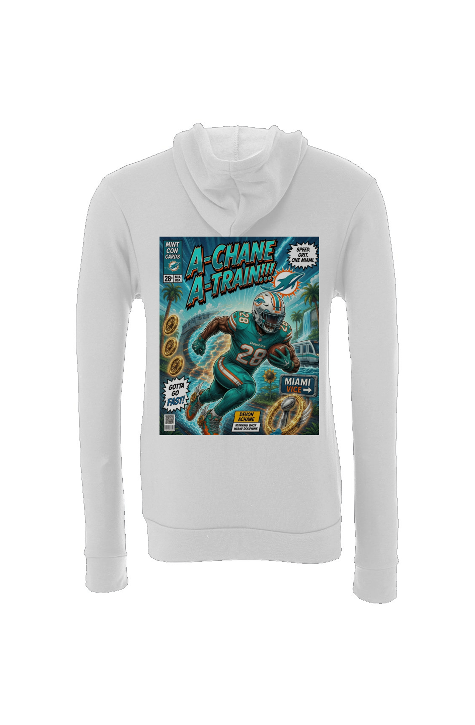 Devon Achane is The A-Train - Miami Dolphins Fantasy Football Sponge Fleece Hoodie