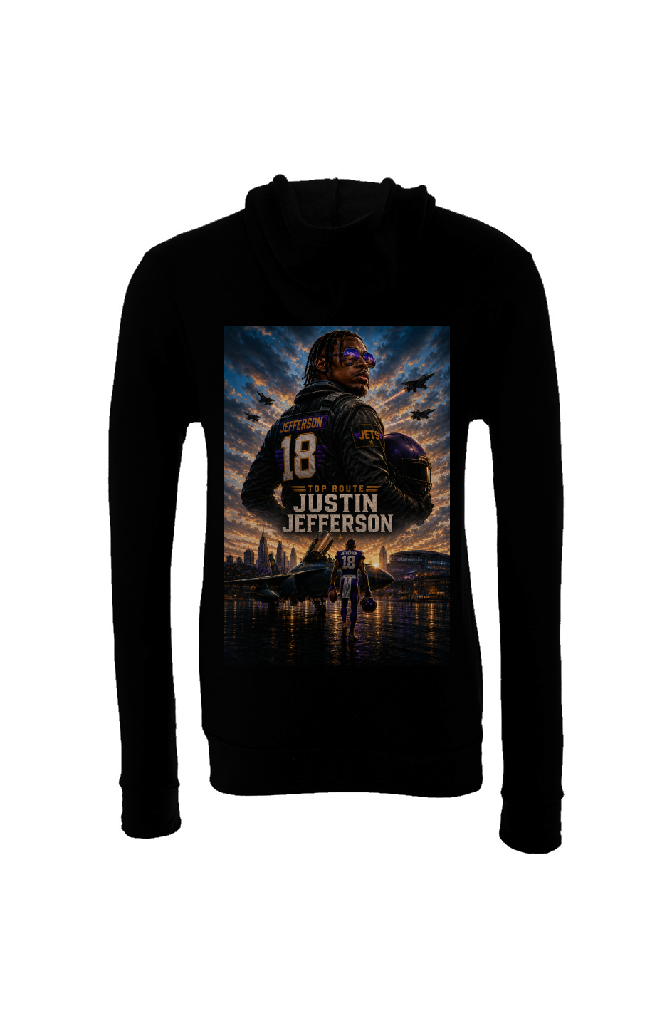 Justin The Jet Jefferson - Vikings Fantasy Football Sponge Fleece Hoodie