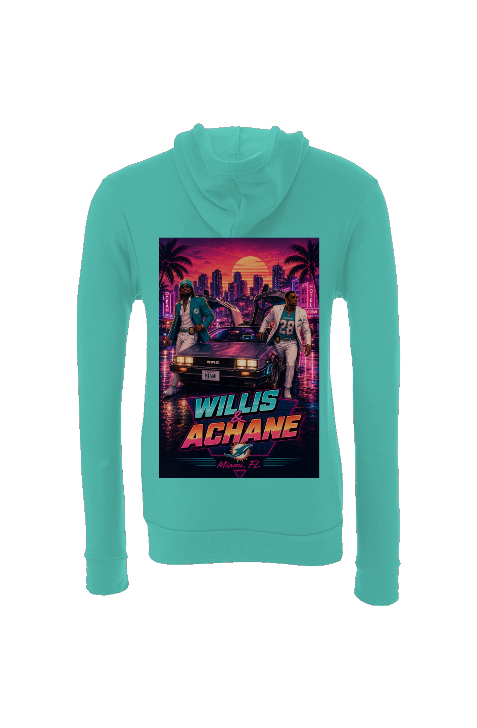 Willis & Achane -- Miami Vice Dolphins Fantasy Football Sponge Fleece Hoodie