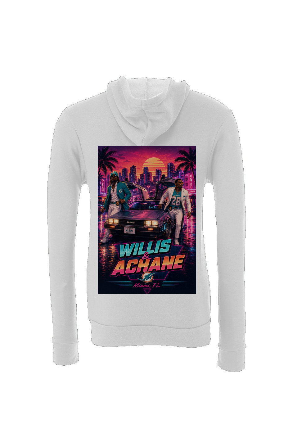 Willis & Achane -- Miami Vice Dolphins Fantasy Football Sponge Fleece Hoodie