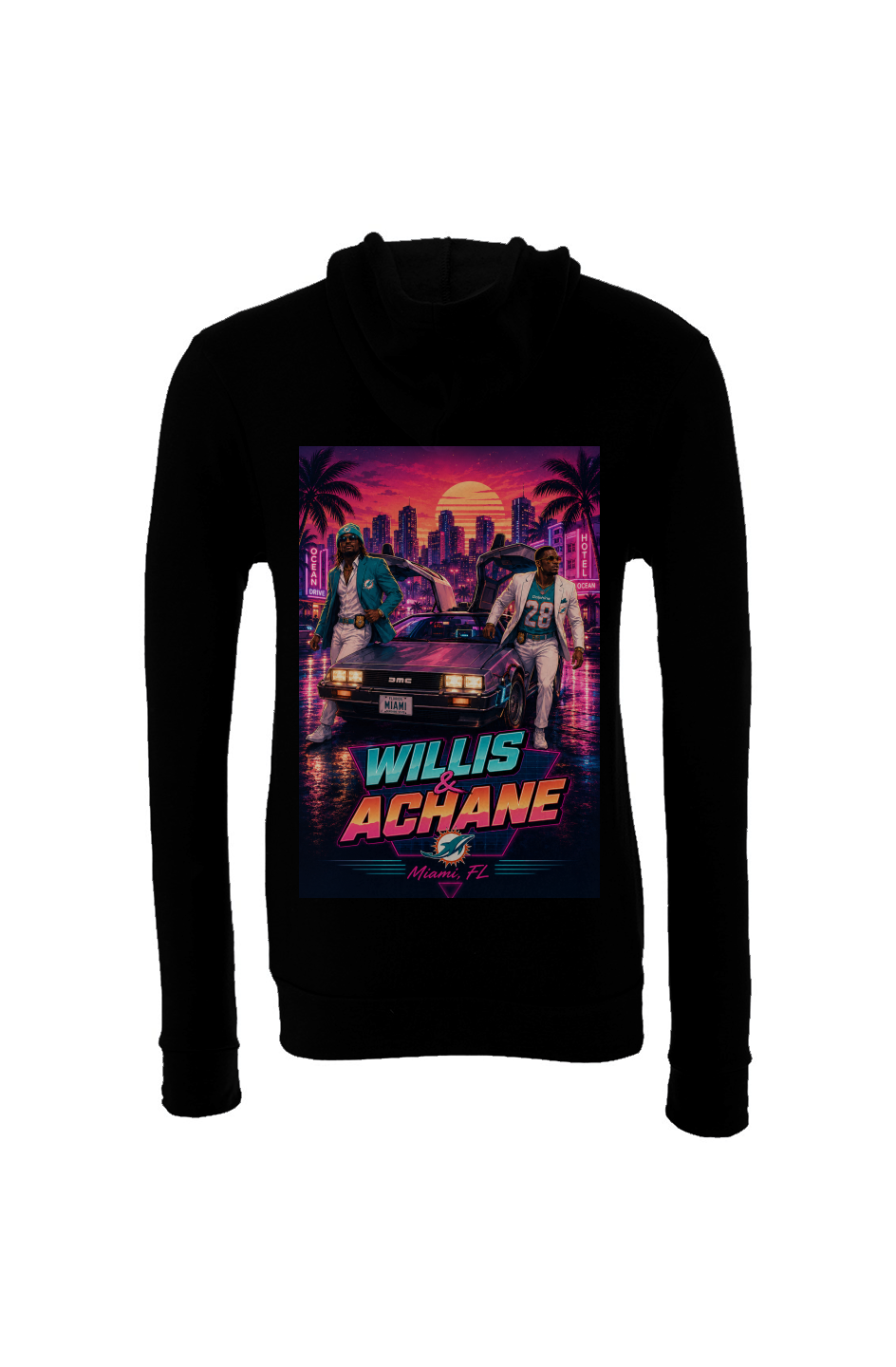 Willis & Achane -- Miami Vice Dolphins Fantasy Football Sponge Fleece Hoodie