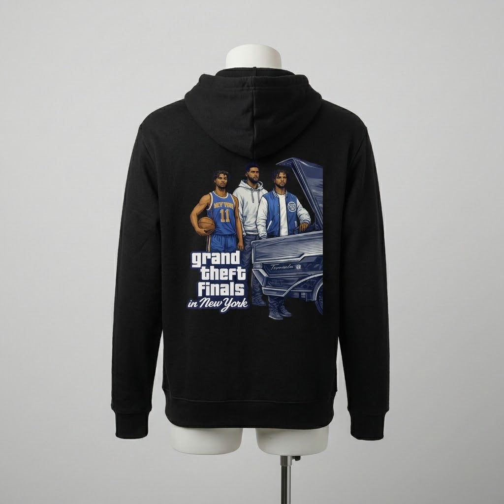 Brunson, KAT & OG Anunoby GTA Ballers Hoodie – Knicks Trio Grand Theft Finals Edition