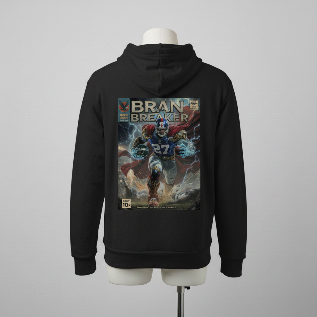 Bran the Breaker -- Brandon Jacobs Marvel Fantasy Football Sponge Fleece Hoodie